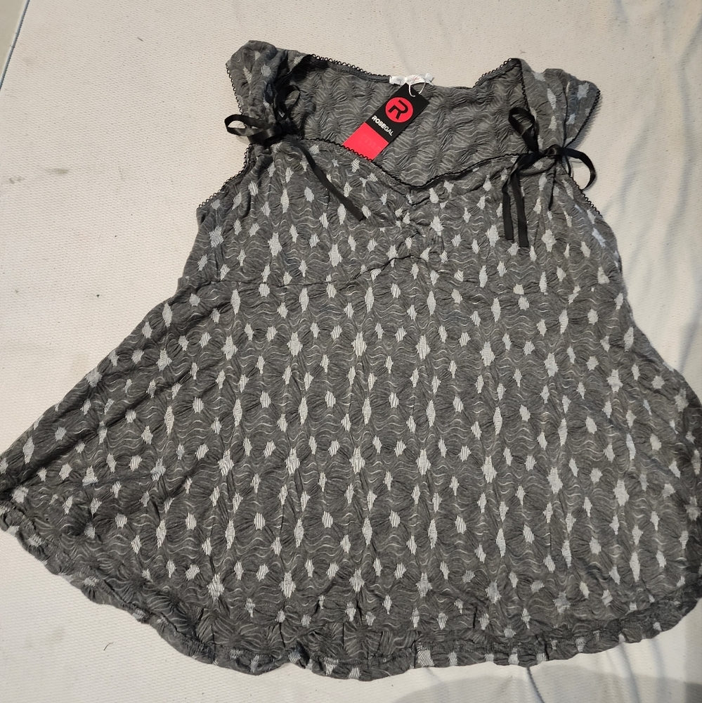 2X Plus Size Textured Sweetheart Neck Ribbon Bows Tank Top